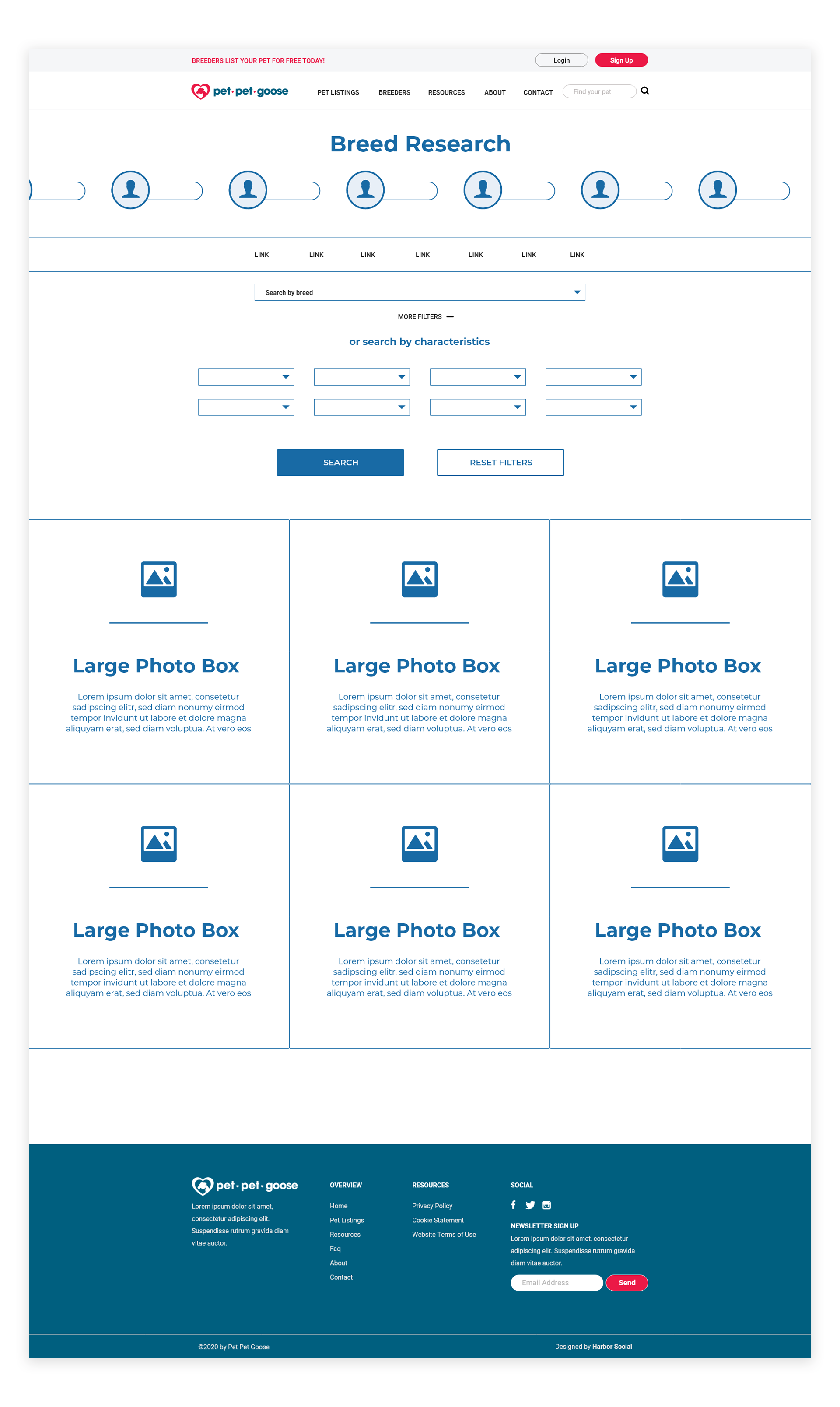Breed Research Wireframes